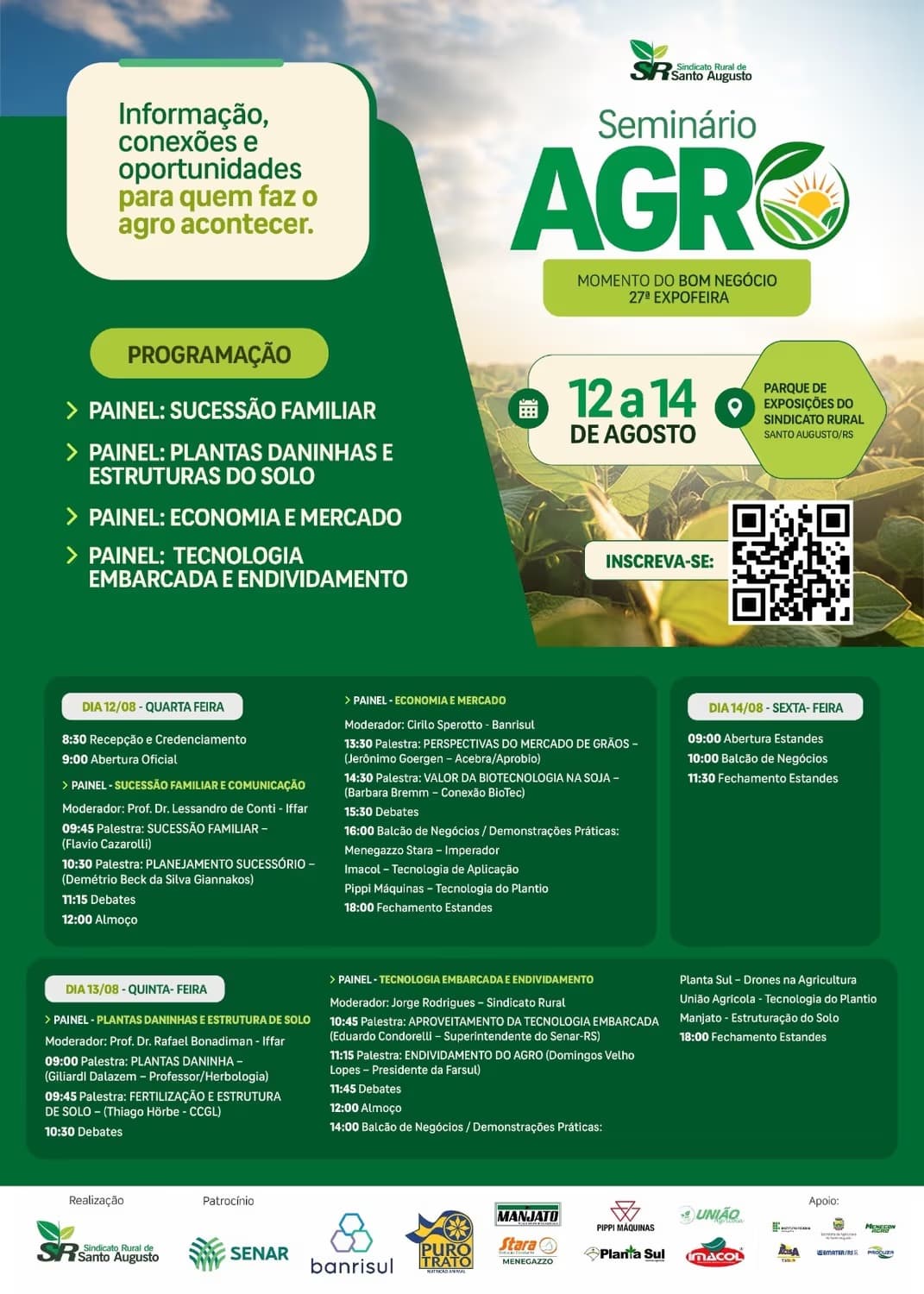 Seminário Agro começa em Santo Augusto com palestras, tecnologia e oportunidades de negócios