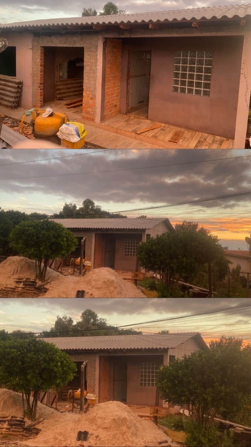 Reconstrução de casa no bairro Getúlio Vargas avança com apoio da comunidade após incêndio