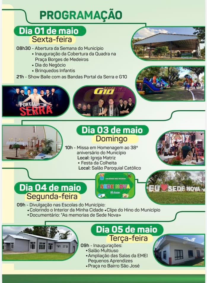 Sede Nova celebra 38 anos com programação especial para toda a comunidade