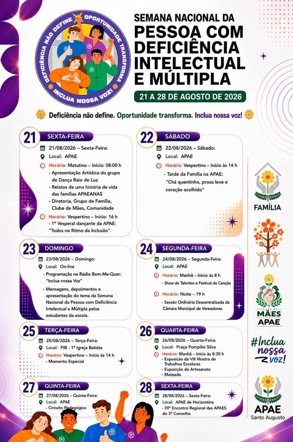 APAE Santo Augusto se prepara para a Semana Nacional da Pessoa com Deficiência Intelectual e Múltipla 