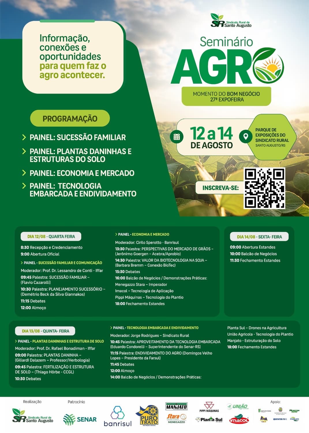 Seminário Agro movimenta Santo Augusto com debates, tecnologia e oportunidades para o setor rural
