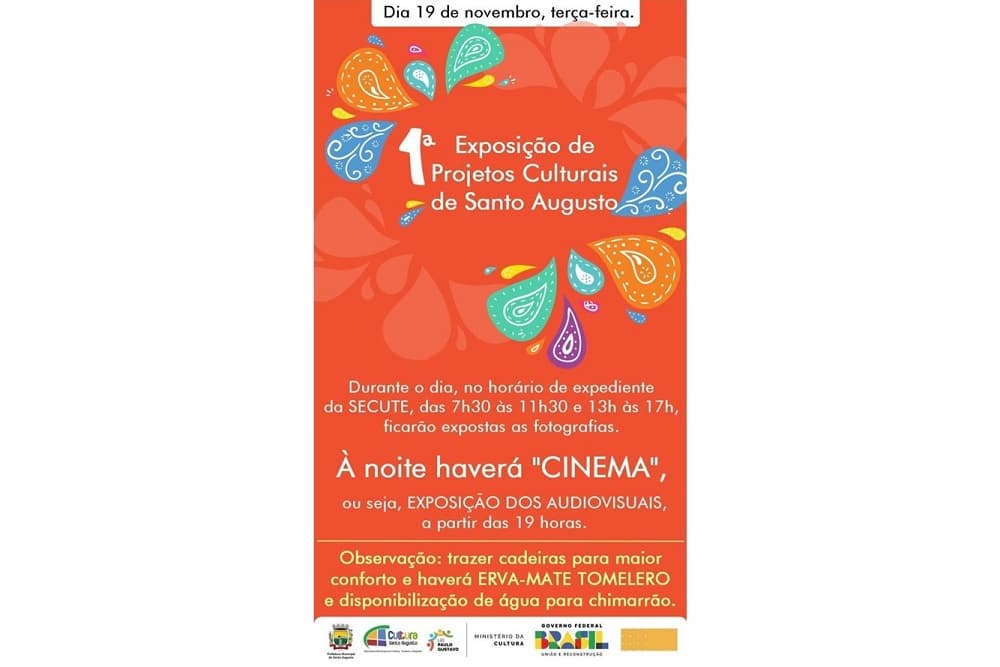 1ª Exposição de Projetos Culturais de Santo Augusto acontece nesta terça-feira