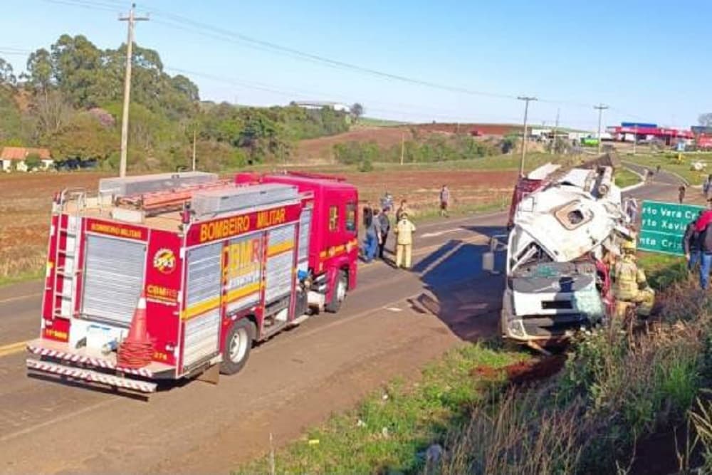 Acidente entre caminhões na BR-472 deixa uma vítima fatal em Santo Cristo