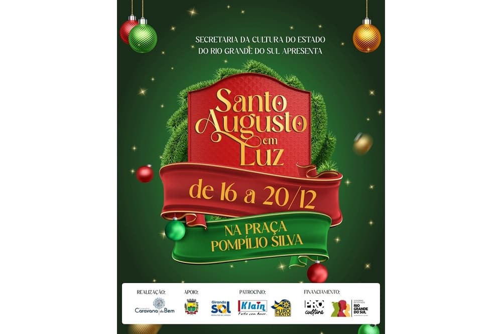 Santo Augusto entra no clima natalino com a programação "SANTO AUGUSTO EM LUZ – Caravana do Bem"