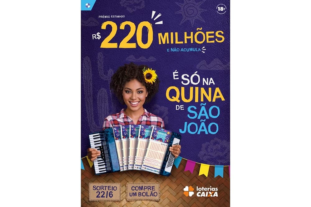 Apostas exclusivas para a Quina de São João começam nesta segunda-feira (10)