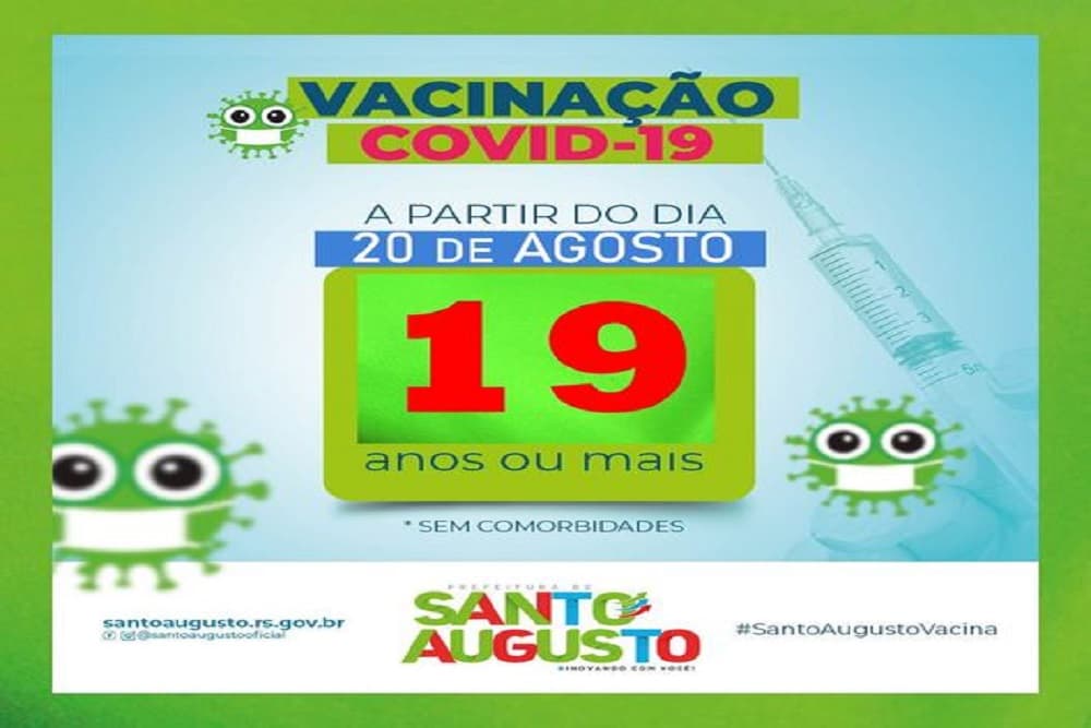 Vacina| Santo Augusto começa a vacinar pessoas com 19 anos