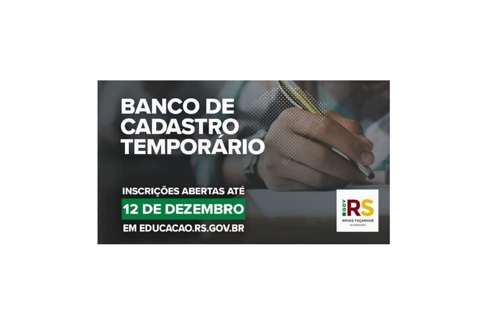 Inscrições para cadastro reserva de contratação temporária da Rede Estadual estão abertas até 12 de dezembro