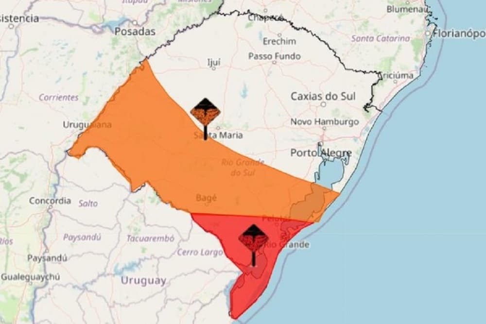 Metade sul do RS ganha novos alertas de tempestade do Inmet