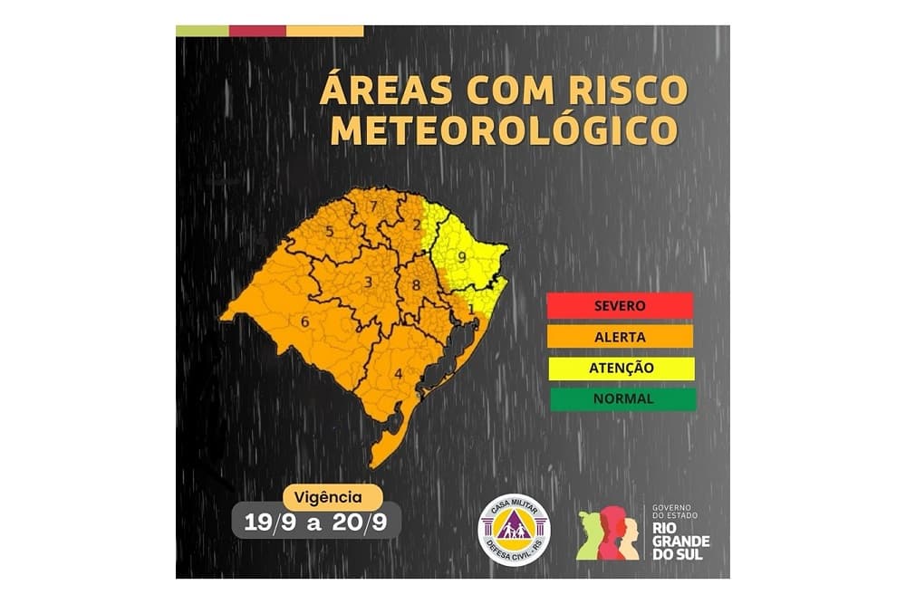 Defesa Civil alerta para fortes chuvas e temporais nesta quinta-feira