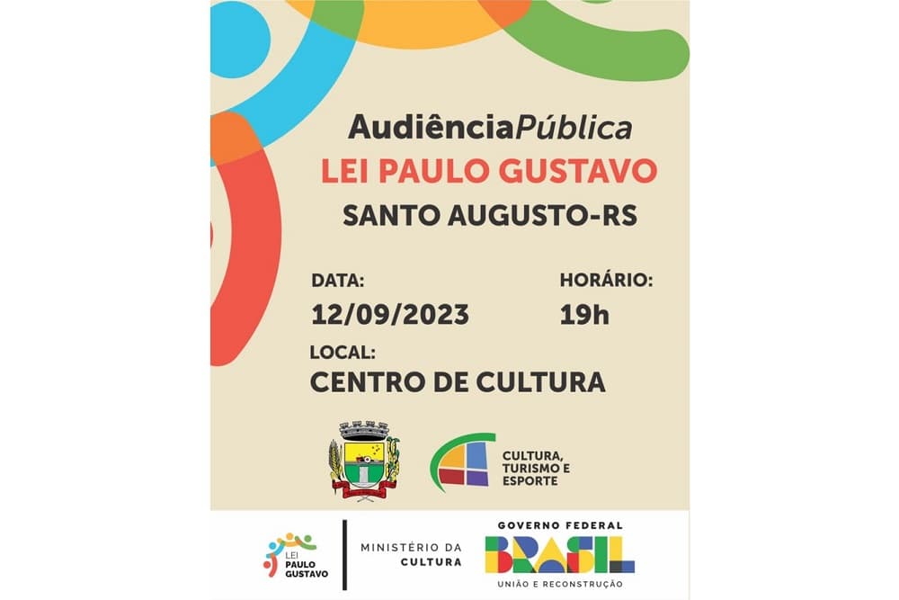 Santo Augusto promove audiência pública sobre a Lei Paulo Gustavo