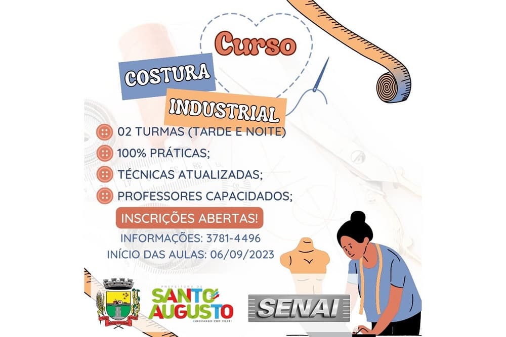 Curso de Costura Industrial será ofertado em Santo Augusto