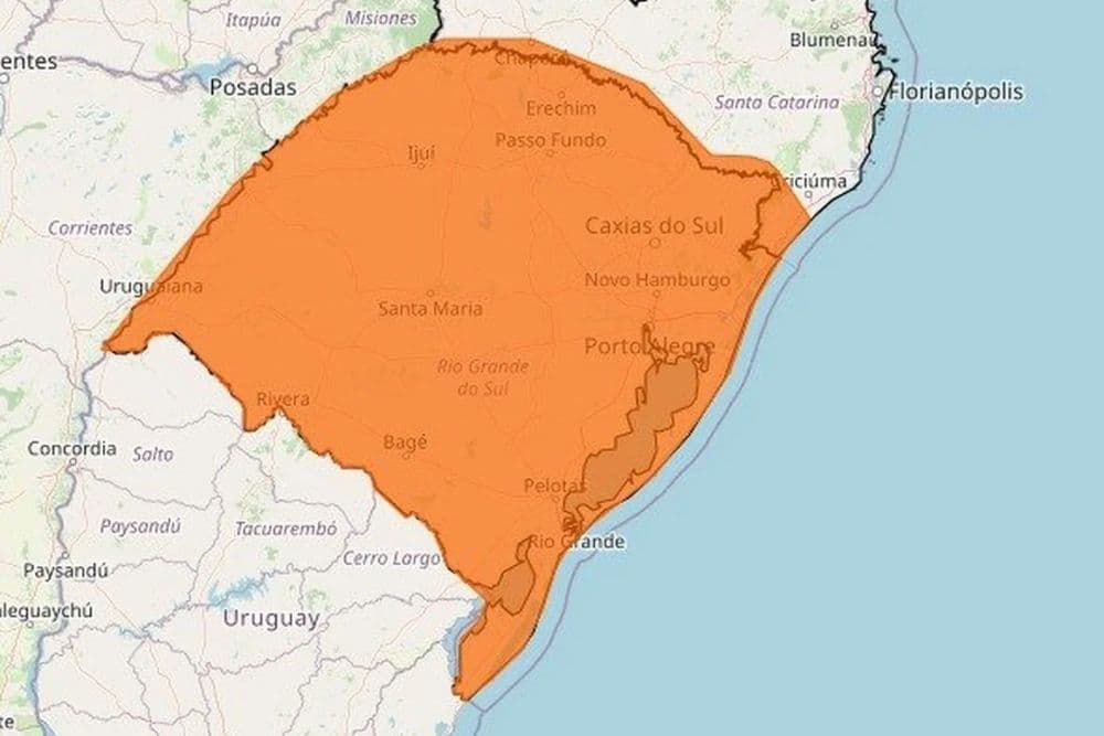 RS tem alerta laranja para tempestade na sexta-feira