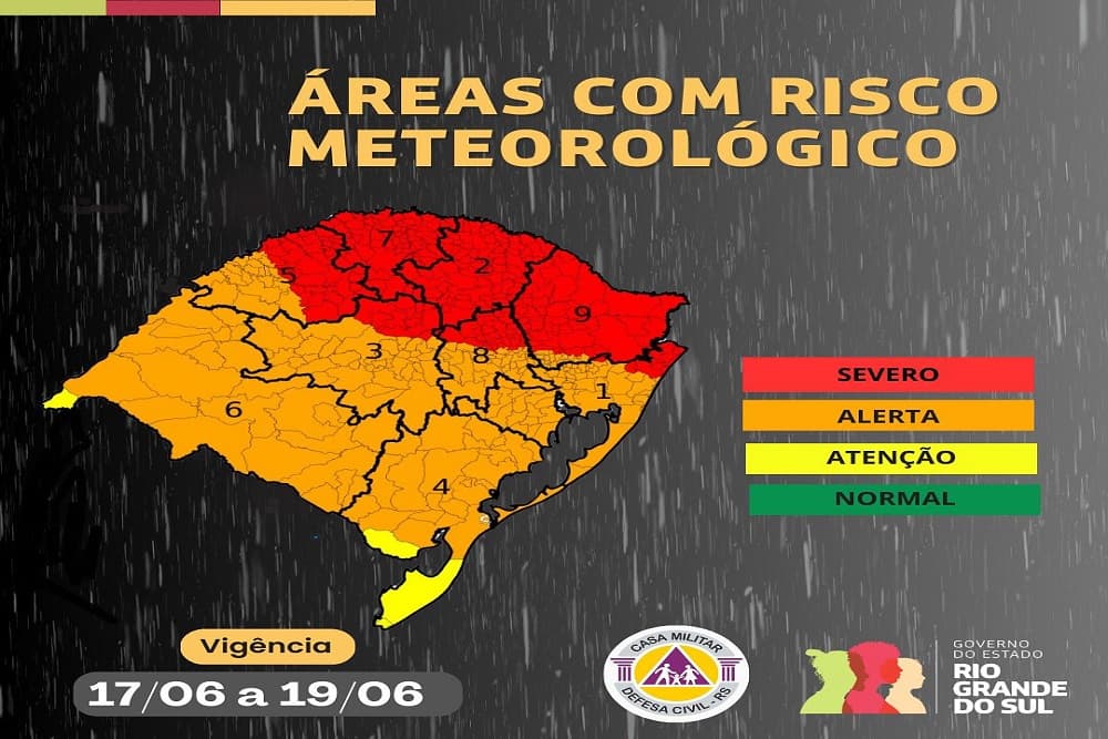 Alerta para previsão de grande volume de chuva até quarta-feira