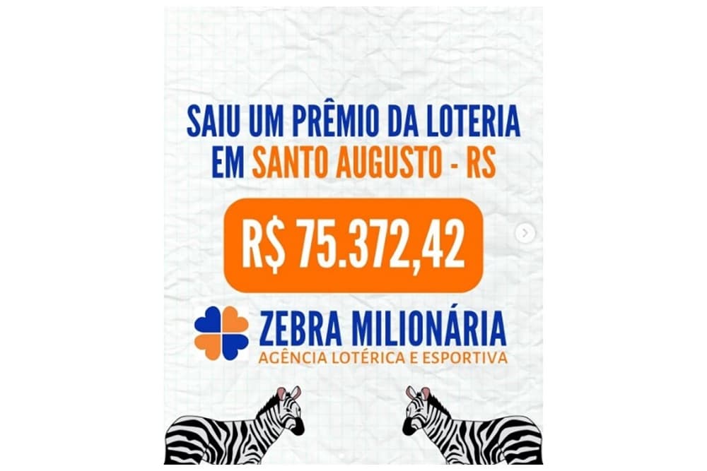 Aposta realizada em Santo Augusto acertou a quina da Mega-Sena