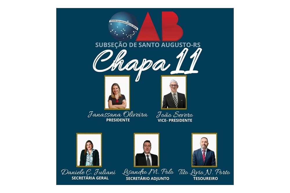 Chapa OAB de Todos – Diálogo e Democracia vence as eleições da 56ª Subsecção de Santo Augusto