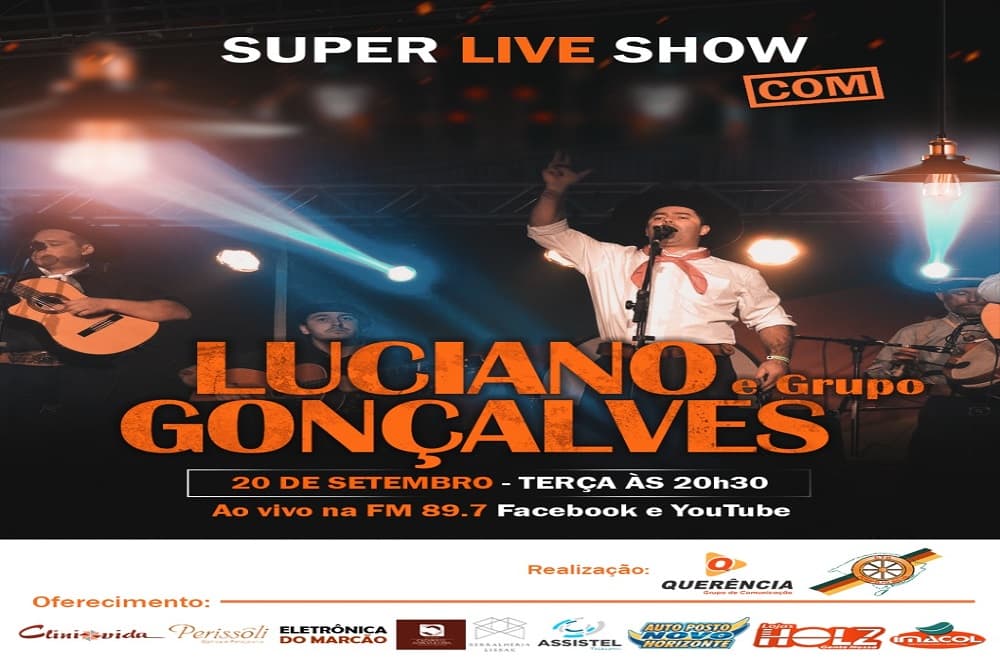 Live show com Luciano Gonçalves e Grupo nesta terça-feira