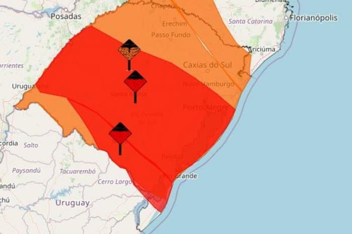 Inmet emite alerta vermelho para chuva e vento forte no RS