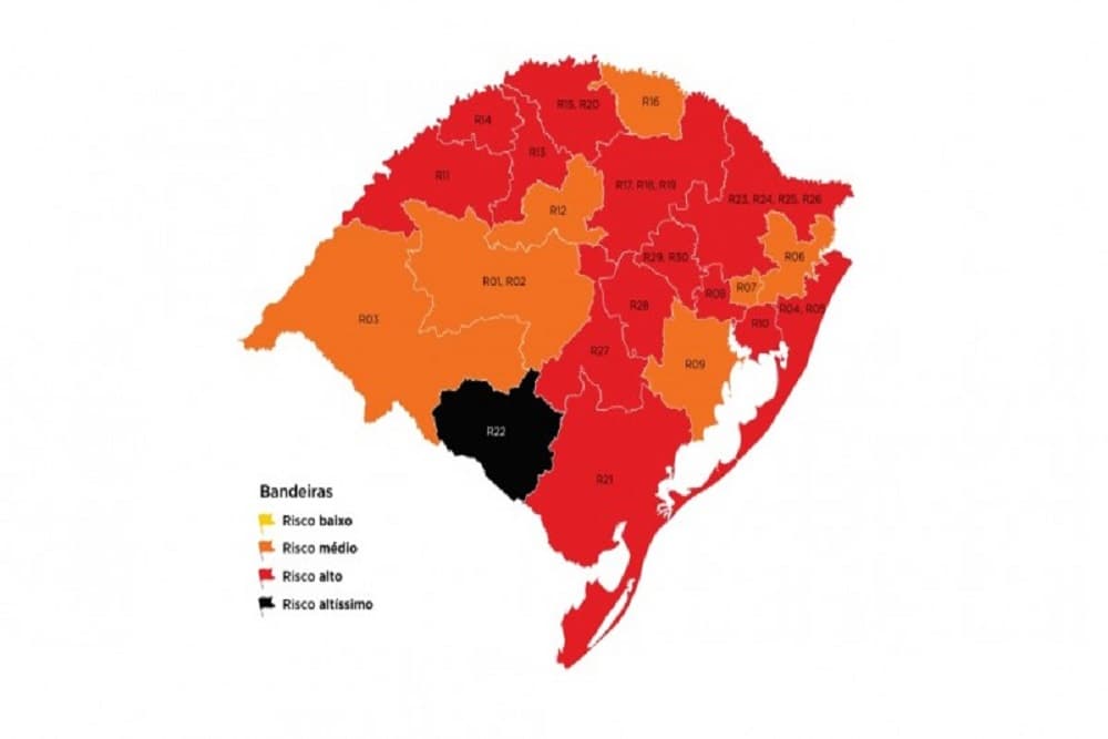 RS volta a ter bandeira preta no mapa do Distanciamento Controlado