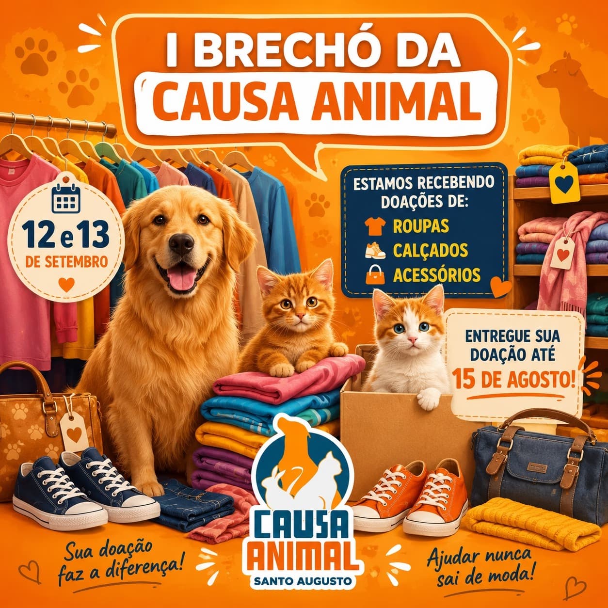 I Brechó da Causa Animal recebe doações em Santo Augusto