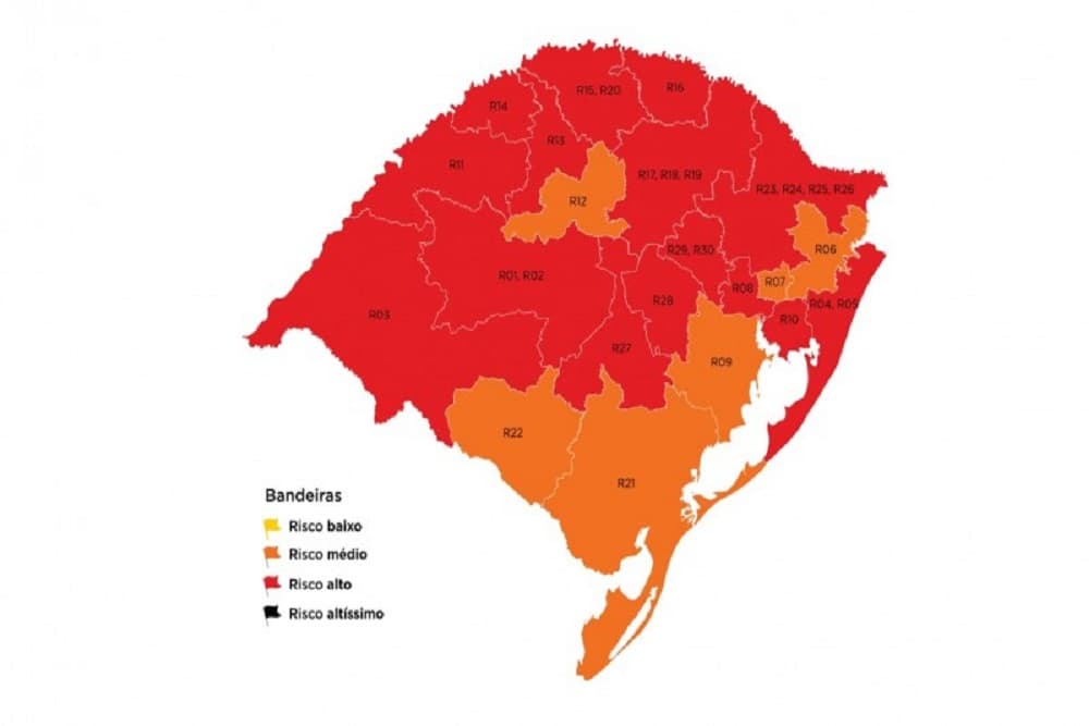 Último mapa definitivo do Distanciamento Controlado de 2020 confirma 15 regiões em bandeira vermelha