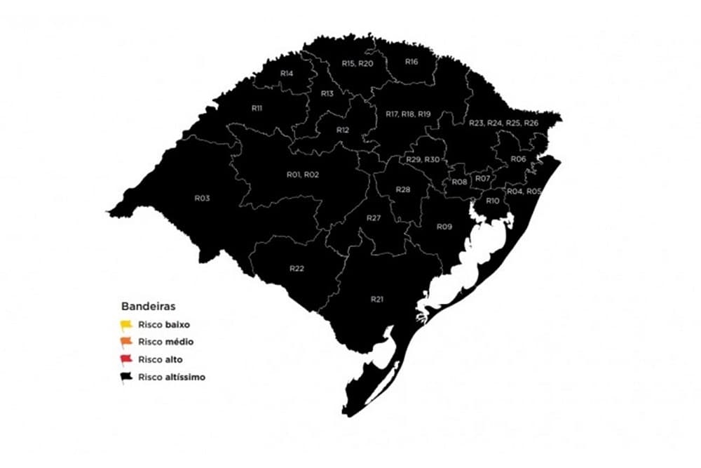 RS segue com todas as regiões em bandeira preta