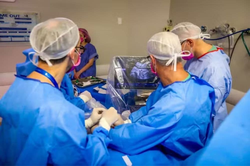 Médicos operam coração de feto com 29 semanas dentro da barriga da mãe em hospital do RS
