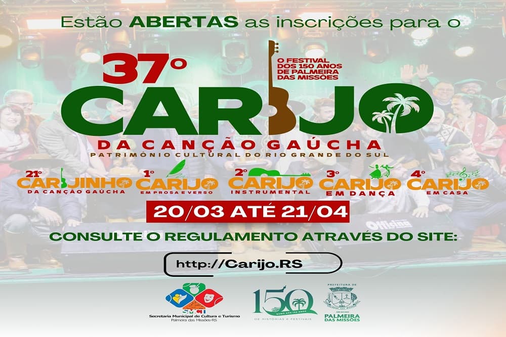 Abertas inscrições para o 37º Carijo da Canção Gaúcha