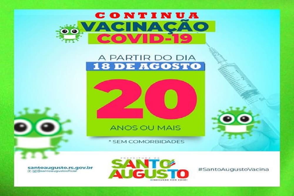Vacina| Santo Augusto retoma hoje aplicação para quem tem 20 anos ou mais