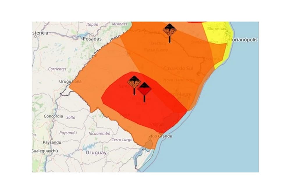 Com novo alerta do Inmet, RS tem aviso de tempestade em vigor até sexta-feira