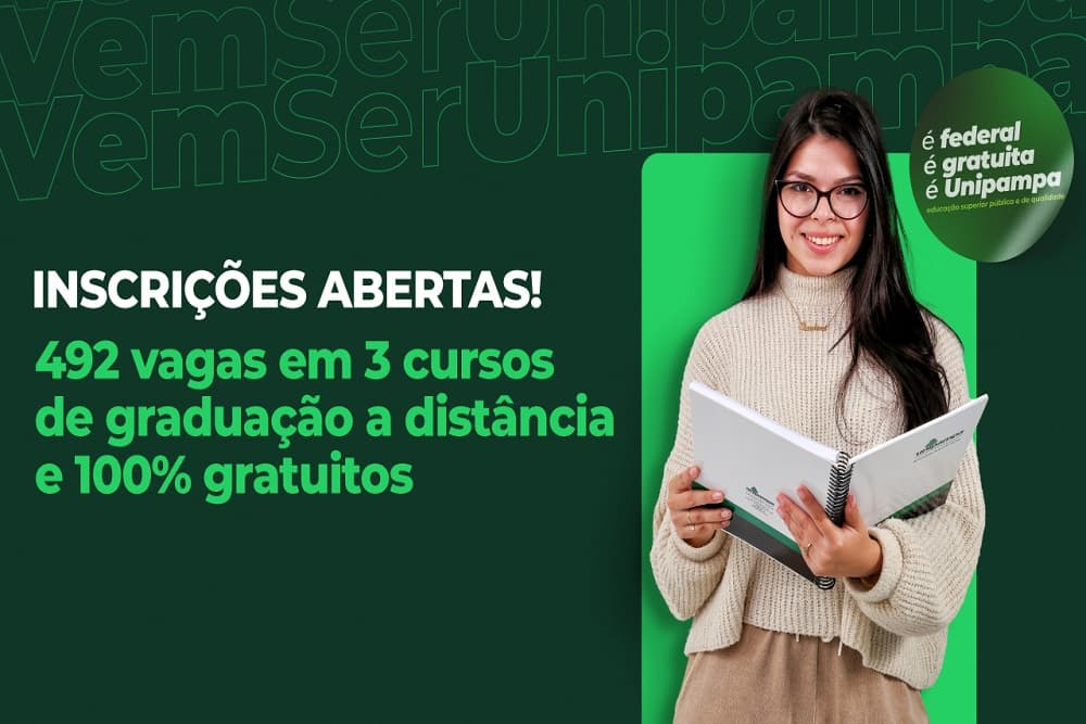 Oportunidade: Unipampa está com inscrições abertas para três cursos de graduação a distância e gratuitos