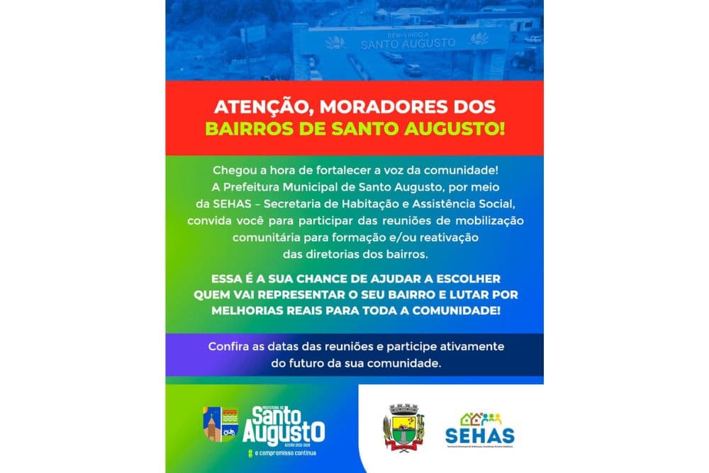 Prefeitura de Santo Augusto promove reuniões para reativação de diretorias de bairros