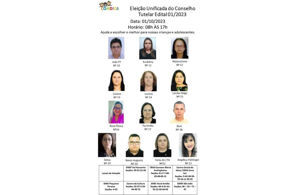 Eleições para o Conselho Tutelar serão no dia 1º de outubro