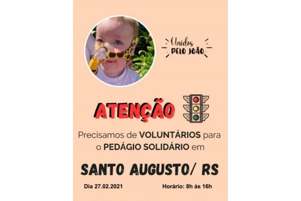 Santo Augusto e Inhacorá terão pedágio solidário pela vida do menino João Emanuel
