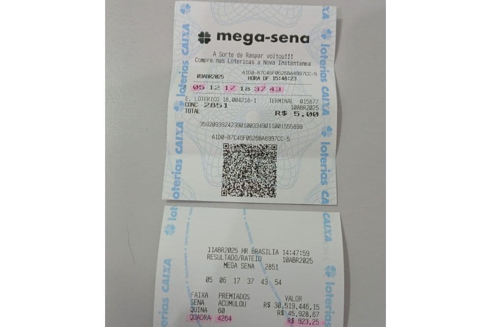 Aposta de Santo Augusto acerta quadra na Mega-Sena