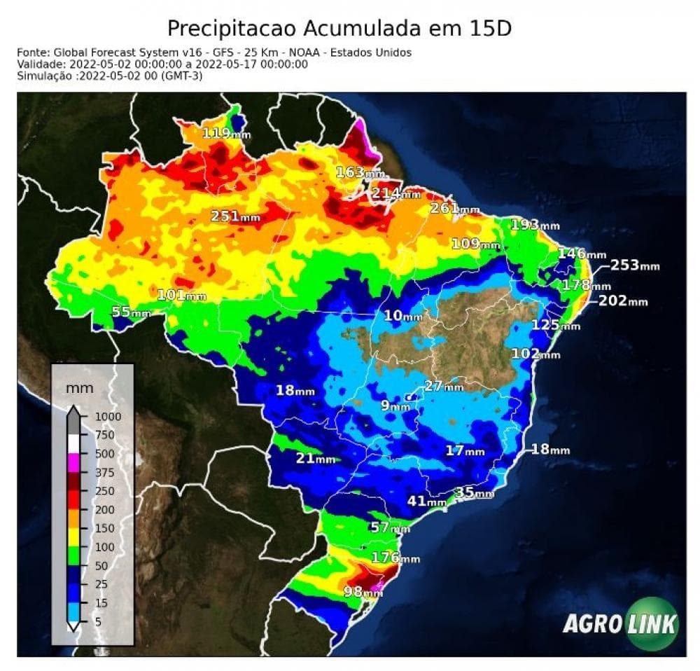 Como serão as chuvas na primeira quinzena de maio?