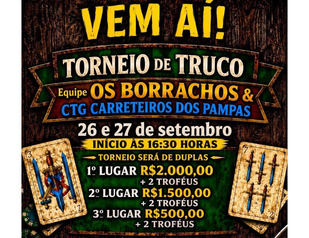 Santo Augusto sedia Torneio de Truco neste final de semana no CTG Carreteiros dos Pampas