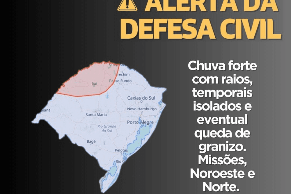 Defesa Civil emite alerta para condições climáticas severas