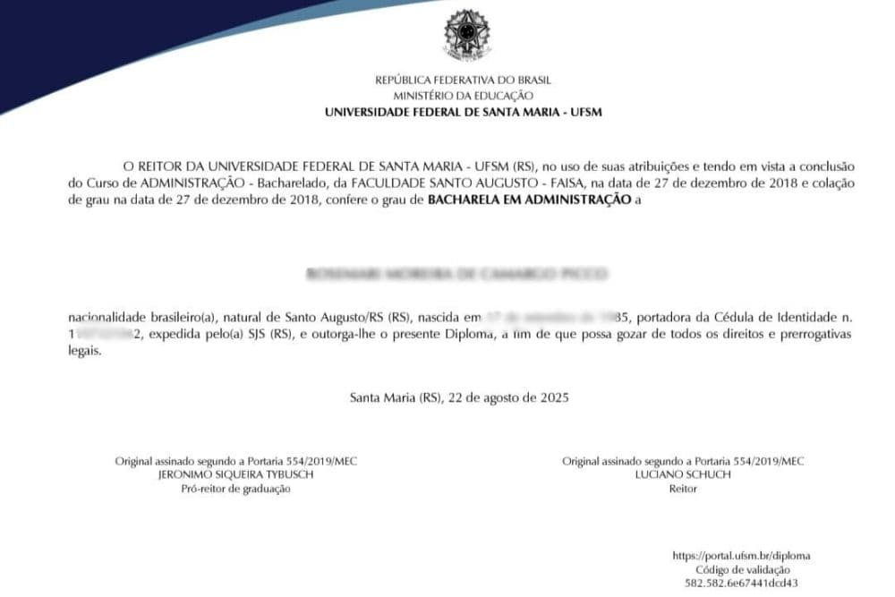 UFSM assume responsabilidade por diplomas da antiga FAISA, de Santo Augusto