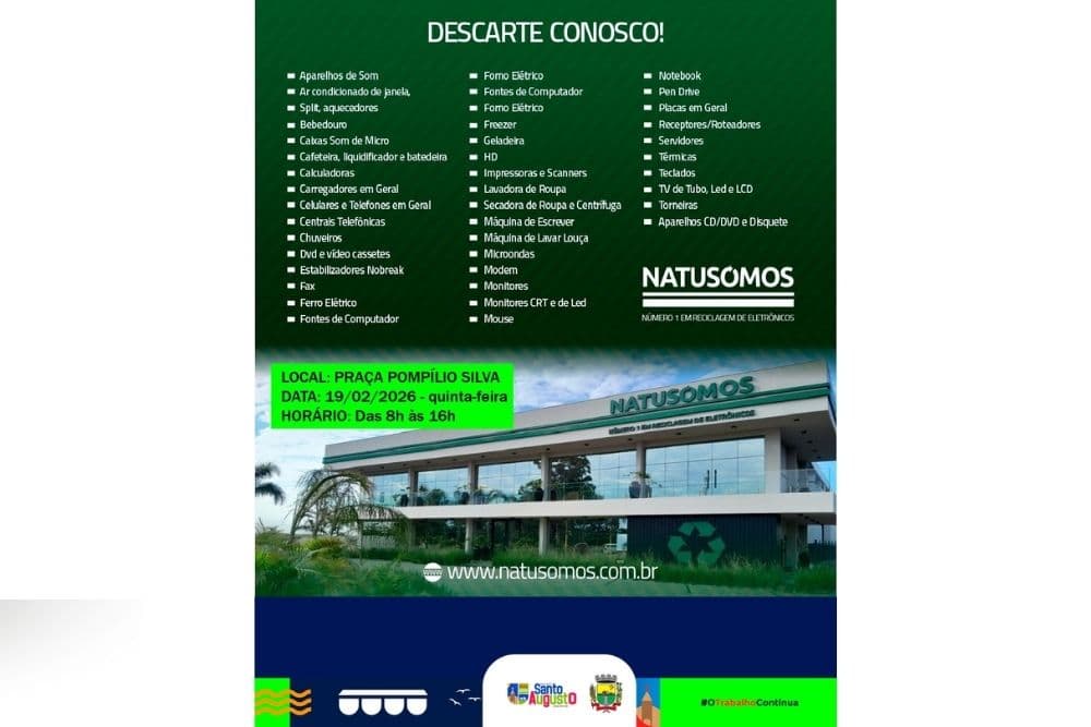 Natusomos realiza ação de coleta de lixo eletrônico em Santo Augusto