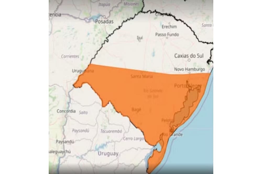 Inmet emite alerta laranja de tempestade para metade do RS