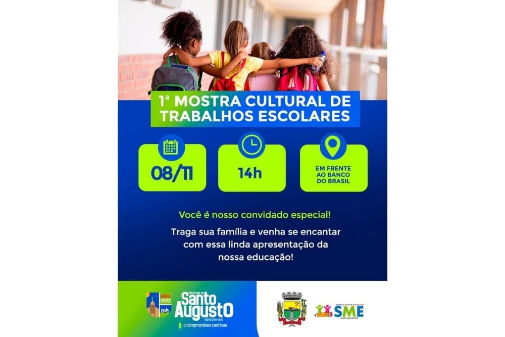 1ª Mostra Cultural de Trabalhos Escolares será realizada no sábado (8)