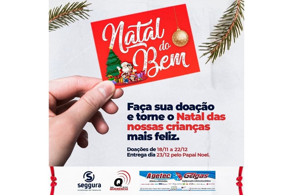 Doces ou brinquedos podem ser doados para o Natal do Bem