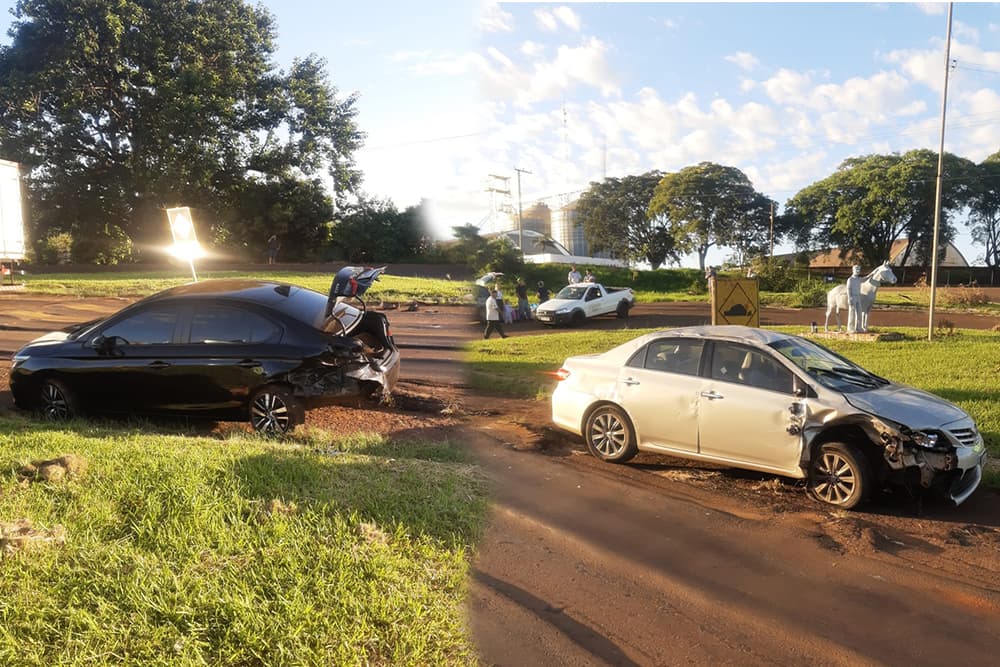 Acidente envolvendo dois carros no trevo da RS 210 em São Martinho