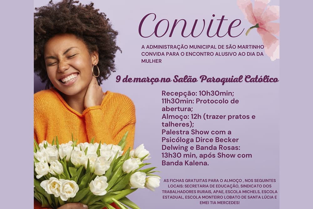 Encontro alusivo ao dia da mulher acontece neste sábado em São Martinho