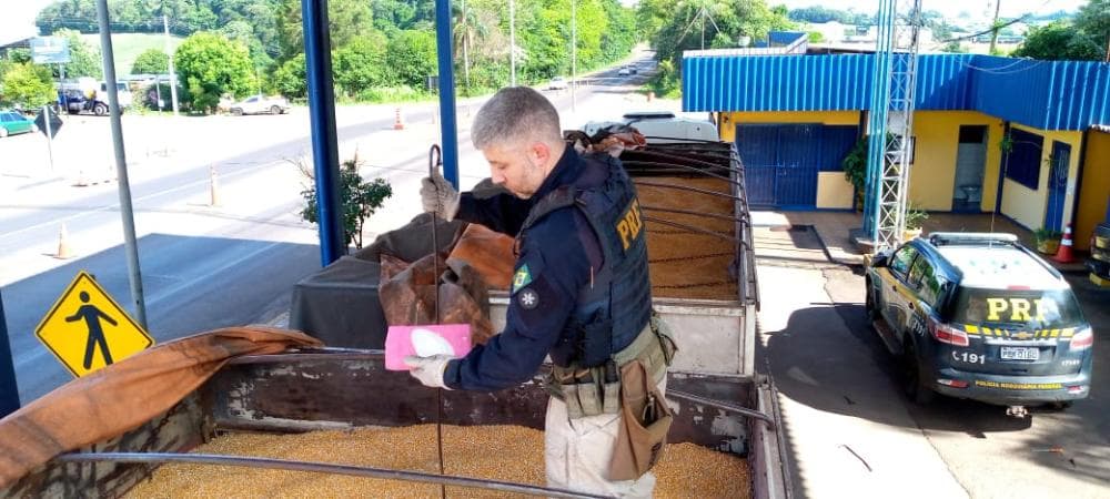 PRF prende motorista de carreta com mais de 100 quilos de cocaína e 100 munições de fuzil