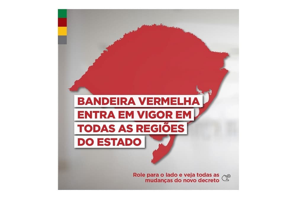 Governo publica decreto que coloca RS em bandeira vermelha