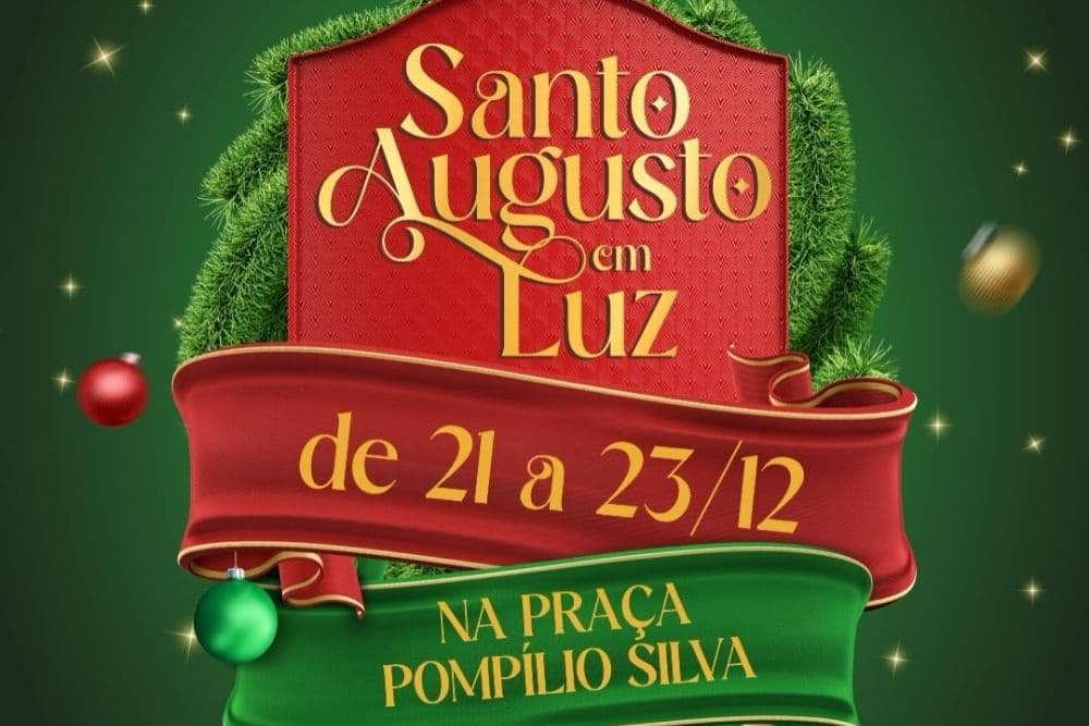 Santo Augusto em Luz começa neste domingo com programação natalina na Praça Pompílio Silva