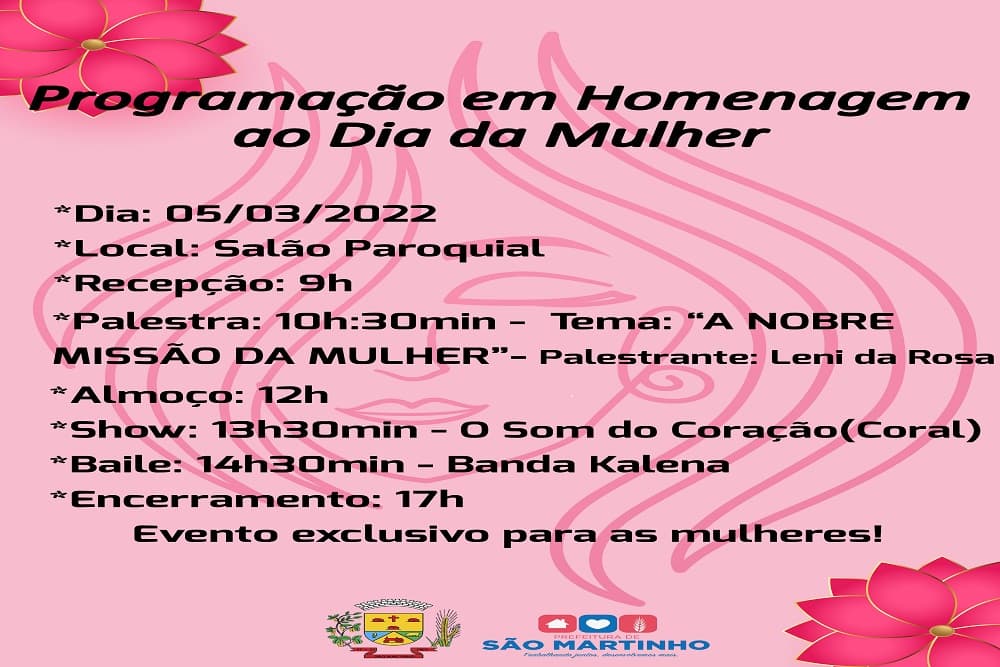 Programação ao Dia da Mulher em São Martinho