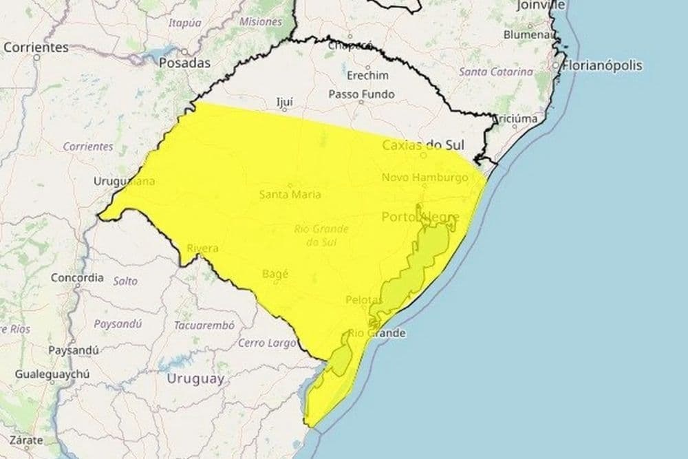 Inmet emite alerta de tempestade com risco de granizo no RS nesta quarta-feira