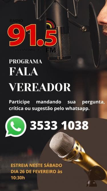 Rádio 91,5 FM estreia o programa ''FALA VEREADOR''